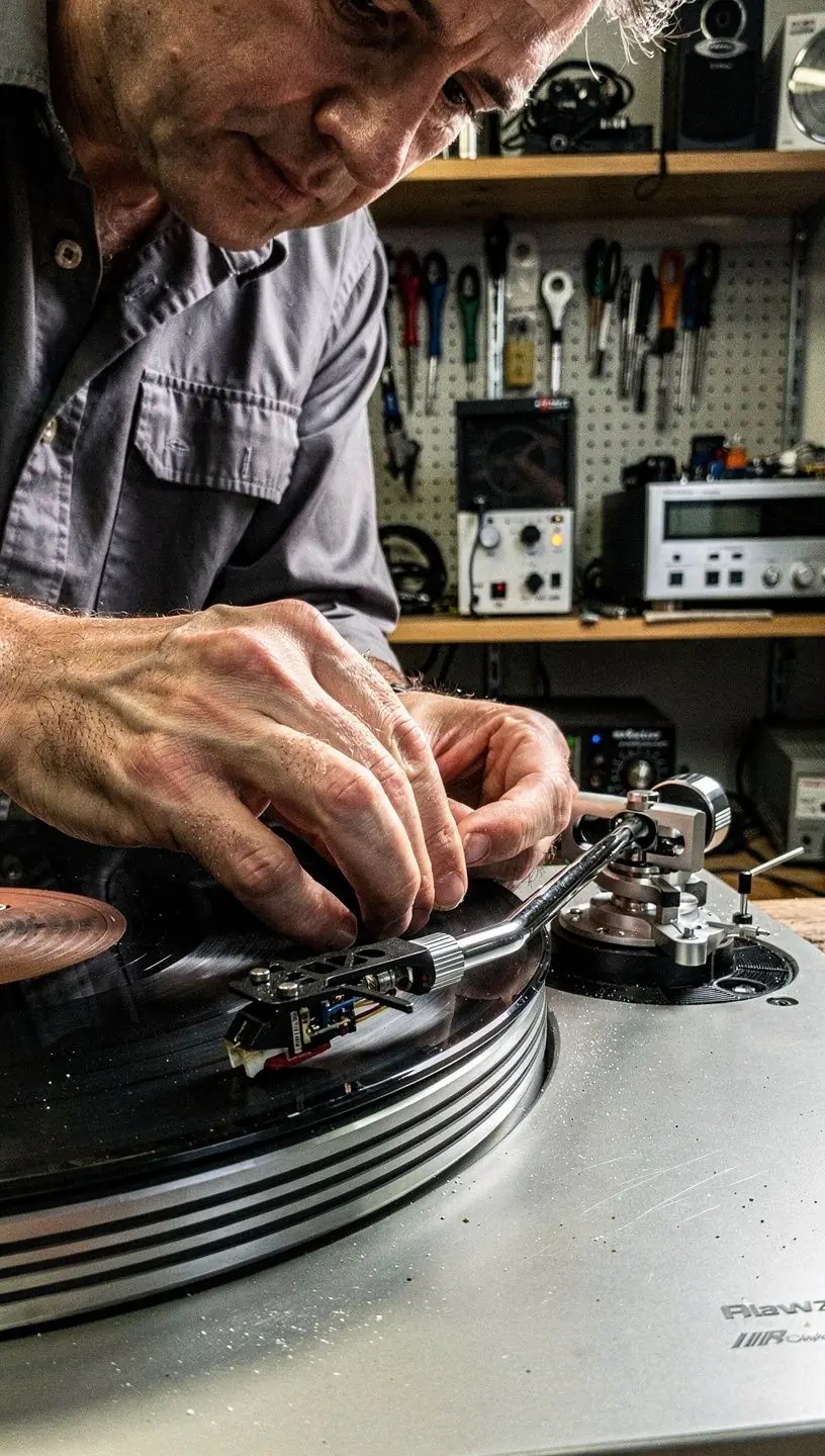 Vinyl turntable maintenance tools and equipment.